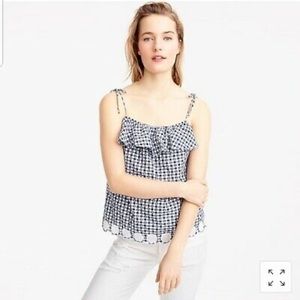 J.Crew
Blue Gingham Ruffle Scalloped Hem White Eyelet